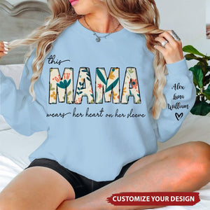 Custom Grandma Nana Nickname with Grandkids Name on Sleeve Personalized Sweatshirt