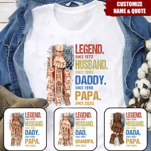 From Legend To Papa - Family Personalized T-shirt, Gift For Dad, Grandpa