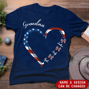 My Heart Belongs To These Little Patriots - Family Personalized Custom Unisex T-shirt - 4th Of July, Gift For Mom, Grandma