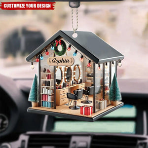 Personalized Hair Salon Car Ornament, Hair Stylist Ornament, Hairdresser Gifts, Car Ornament Hair Salon