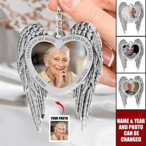Custom Personalized Memorial Aluminum Keychain - Christmas Gift Idea For Family Member - Upload Photo - Always Loved Never Forgotten