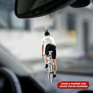 Personalized Cyclist, Bicyclist, Mountain Bike Riding Acrylic Ornament