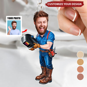 Custom Welder Photo Personalized Keychain - Gift For Metalworker