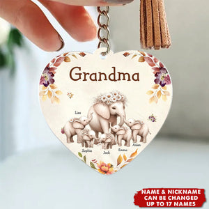 Personalized Elephant Family Keychain
