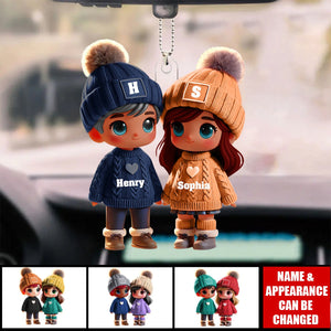 Personalized Gift For Couple Cute Cartoon Couple Walking Acrylic Ornament