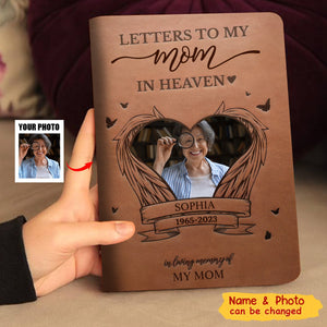 Letter To My Mom In Heaven Memorial Gift - Personalized Photo Leather Journal