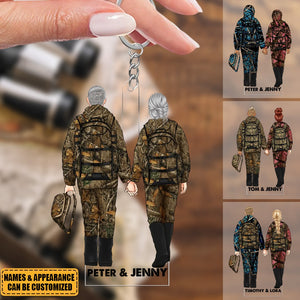 Hunting Couple - Personalized Acrylic Keychain - Valentine's Day, Anniversary Gift For Couple
