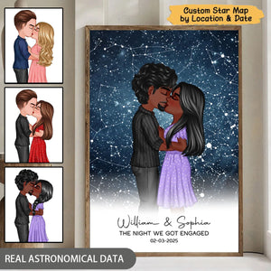 Couple Kissing The Night We Met - Custom Star Map Personalized Poster