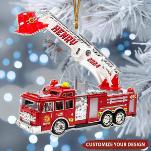 Personalized Fire Truck Christmas Ornament - Trucker Christmas Light Ornament