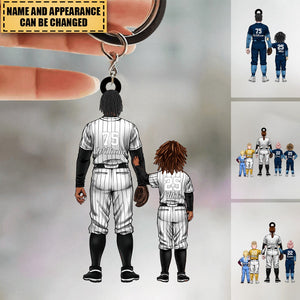 Transparent Keychain - Personalized Dad & Kids Baseball Player