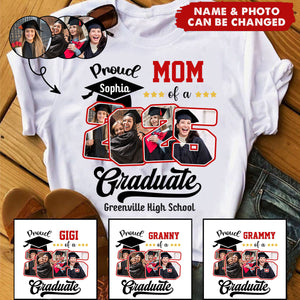 Custom Photo Proud Family Of A Class Of 2025 Graduate Senior - Personalized Graduation T Shirt