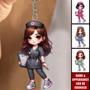 Cute Nurse Girl - Personalized Acrylic Keychain