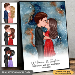 Couple Kissing The Night We Met - Custom Star Map Personalized Poster
