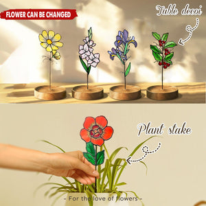 Personalized Stained Glass Birth Month Flower Garden Stake Suncatcher