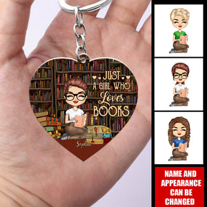 Just A Girl Who Loves Books Custom Gift For Book Lovers Heart Acrylic Keychain