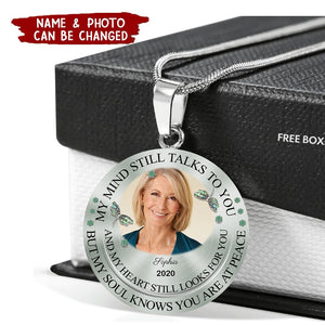 Memorial Custom Photo Dragonfly My Mind My Heart My Soul Personalized Necklace