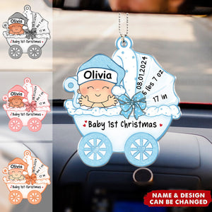 Baby Stroller Baby First Christmas - Personalized Acrylic Car Ornament