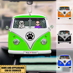 Personalized Woman And Cute Puppy Acrylic Ornament, Gift for Dog Lovers