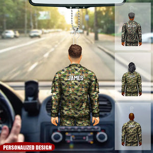 Veteran Army Military Uniform - Personalized Acrylic Car Ornament