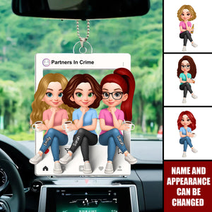 Besties Sisters Social Network Frame - Personalized Car Ornament