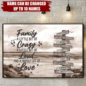 Custom Personalized Family Canvas Poster - Gift Idea For Family/ Couple/ Valentine - Family A Little Bit Of Crazy