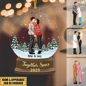 Anniversary Together Since - Personalized Christmas Gifts Custom Ornament For Couple Portrait, Firefighter, EMS, Nurse, Police Officer