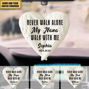 Never Walk Alone My Love Walks With Me Personalized Wing Ornament