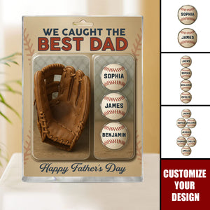 We Caught The Best Dad Grandpa Baseball & Glove - Personalized Acrylic Block Plaque