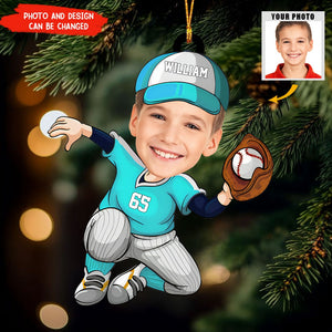 Custom Face Photo Funny Gift For Baseball Lover Personalized Baseball kid Ornament