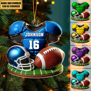 Football Jersey Uniform Personalized Acrylic Ornament - Christmas Gift For Him, Son, Boyfriend