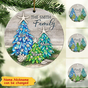 Personalized Christmas Pine Tree Custom Family Name Ornament