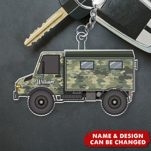 Personalized Acrylic Military Car Keychain - Military Army