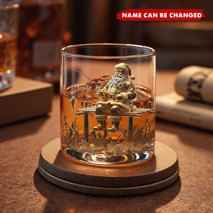 Santa’s Fishing Time Drinking Glass - Personalized Gift For Fishing Lovers