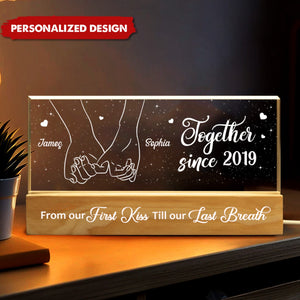 Couple Holding Hands Personalized Acrylic Block LED Night Light