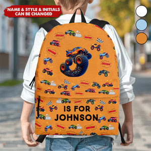 Monster Truck Astronaut Alphabet Gift For Kids - Personalized Kid Backpack
