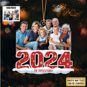 Custom Photo Family 2024 - Personalized Custom Acrylic Ornament