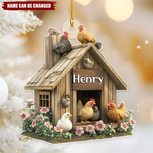 Personalized Chicken Coop Ornament - Xmas Gift For Chicken Lovers, Farmers