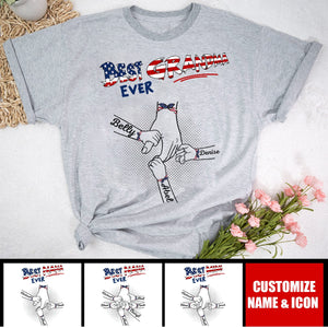 Best Grandma Ever Hand With Bow Personalized T-shirt
