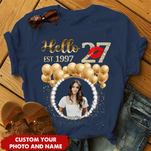 Custom Photo T-Shirt, Hello It's My Birthday Diamond Ideas T-Shirt