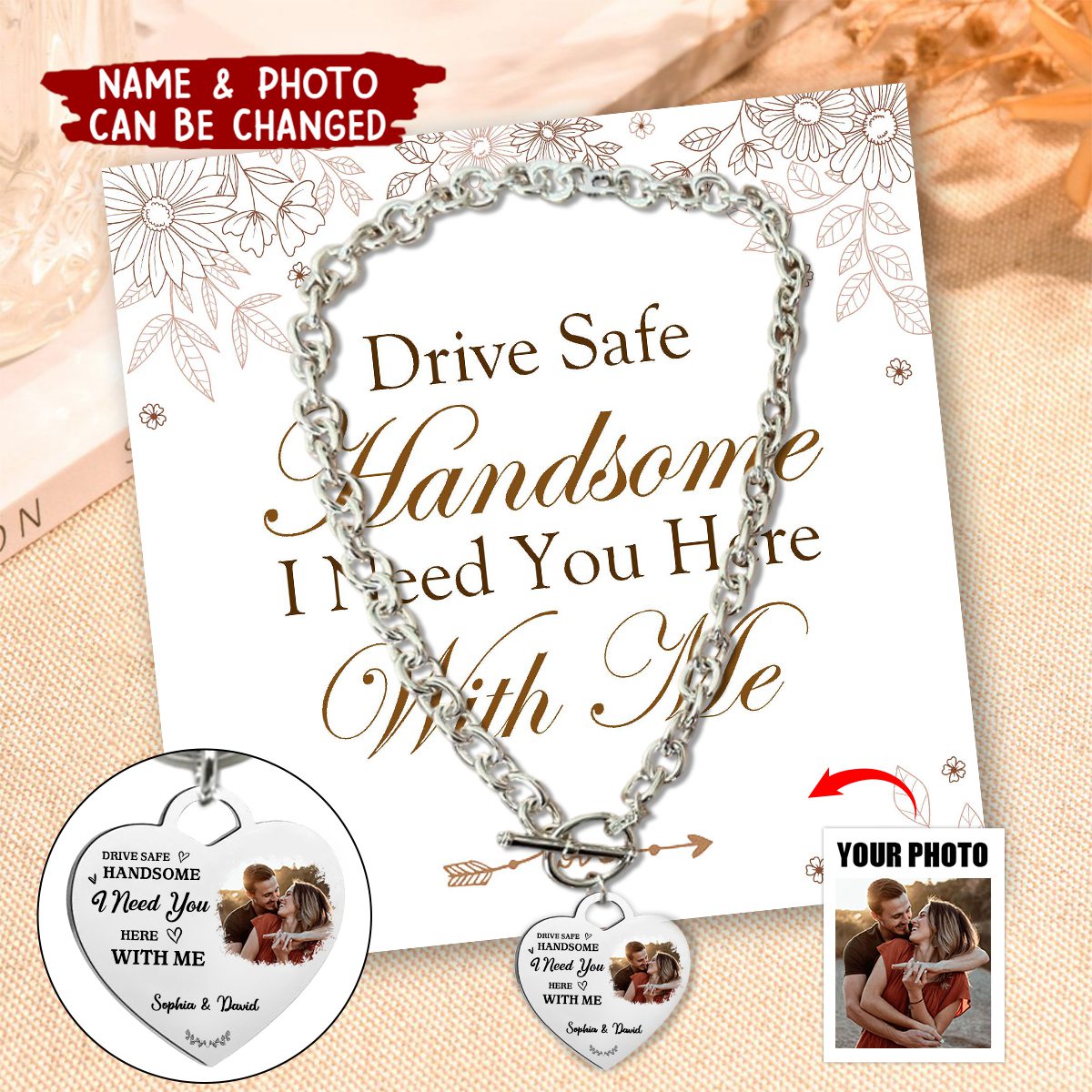 Drive Safe - I Need You Here With Me - Personalized Couple Necklace