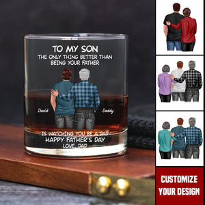 To My Son From Mom Dad Happy Father's Day Personalized Whiskey Glass, Father's Day Gift For Son