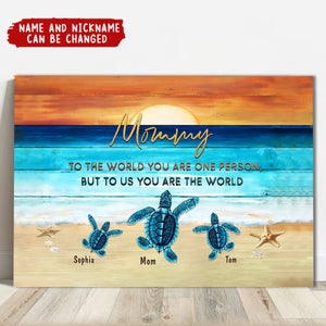 Custom Beach Sea Turtles Canvas - Personalized Gift For Mom