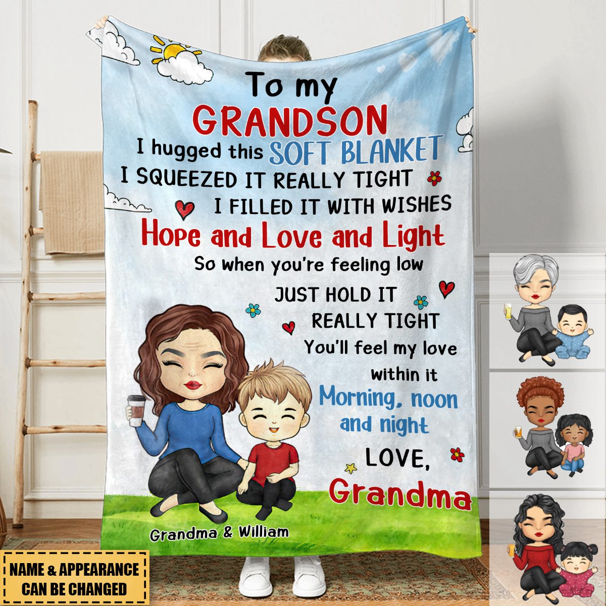 Hope And Love And Light - Family Personalized Custom Blanket - Birthday Gift From Mom, Grandma