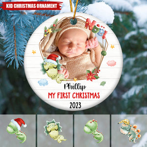 Gift For Baby First Christmas Dinosaur Circle Ornament