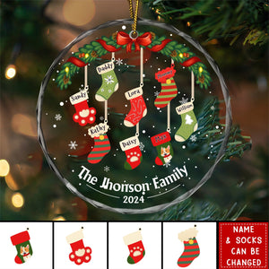 Family Stockings - Personalized Circle Glass Ornament