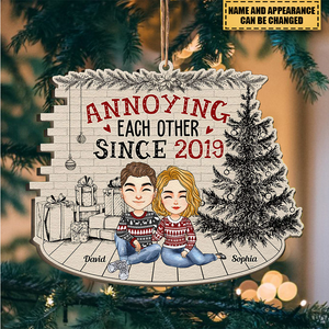 Annoying Each Other - Personalized Custom Shaped Wooden Ornament