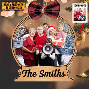 Custom Family Names Farmhouse - Personalized Photo Acrylic Ornament