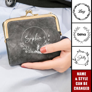 Bifold Kiss Lock Personalized Name Vintage Coin Purse Wallet