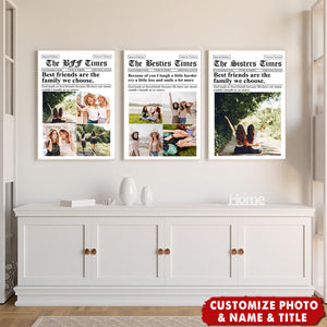 Newspaper The BFF Times - Upload Best Friend, Bestie Photo - Personalized Photo Poster