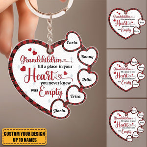 Grandchildren Fill A Place In Your Heart - Personalized Acrylic Keychain